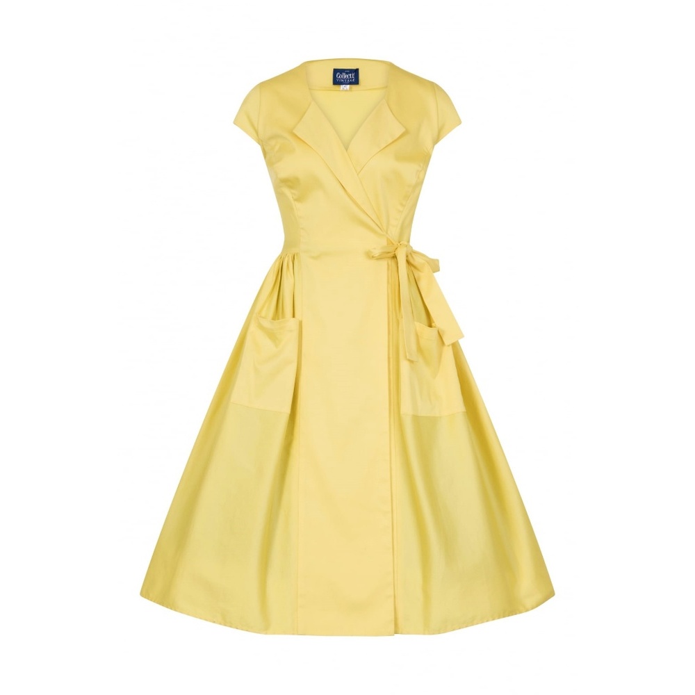 nwot collectif rockabilly yellow dress size 6 s - Picture 6 of 9